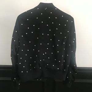 White And Black Polka Dot Print Men's Bomber Jacket main image 1